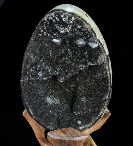 Septarian Dragon Egg Geode - Black Crystals #72053